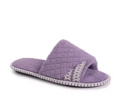 MUK LUKS Sally Micro Chenille Open Toe Scuff Slippers