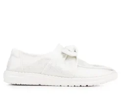 Clearance HEYDUDE Women's Wendy Bow Shimmer Metallic Casual Shoes