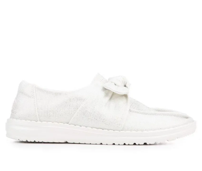 Clearance HEYDUDE Women's Wendy Bow Shimmer Metallic Casual Shoes