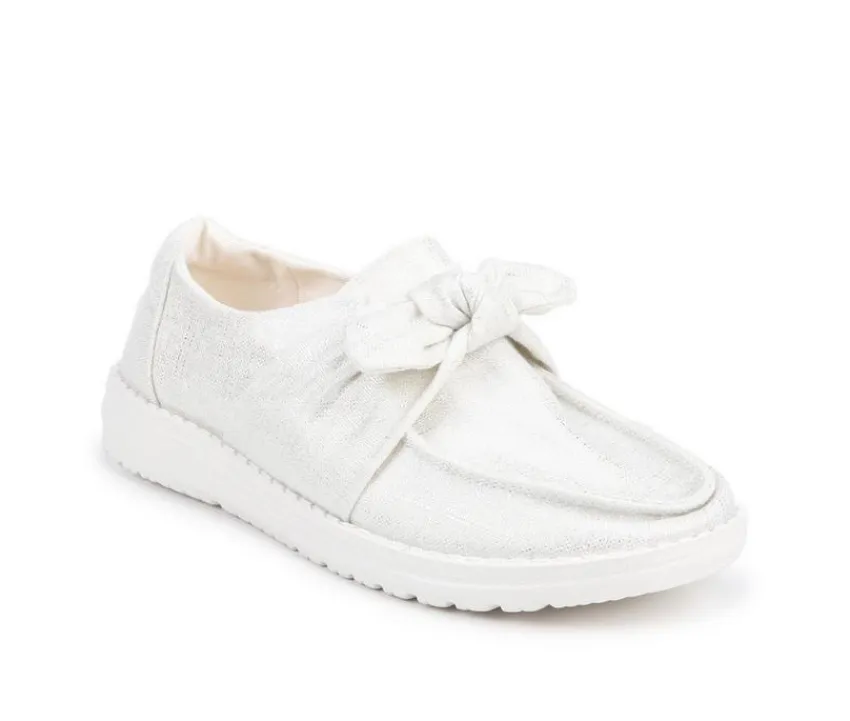 Clearance HEYDUDE Women's Wendy Bow Shimmer Metallic Casual Shoes