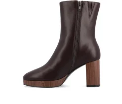 Sale Journee Collection Women's Romer Block Heeled Platform Booties