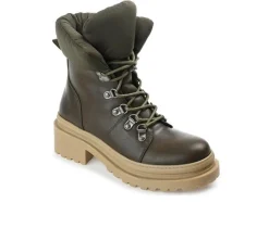 Sale Journee Collection Women's Irrah Heeled Combat Booties