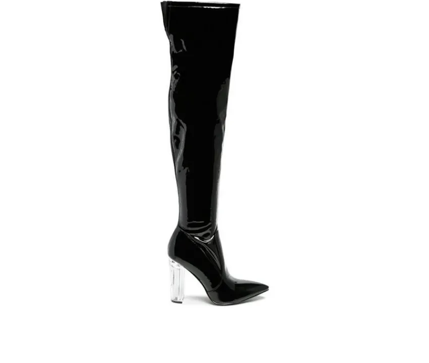 Discount London Rag Women's Noire Block Heel Knee High Boots
