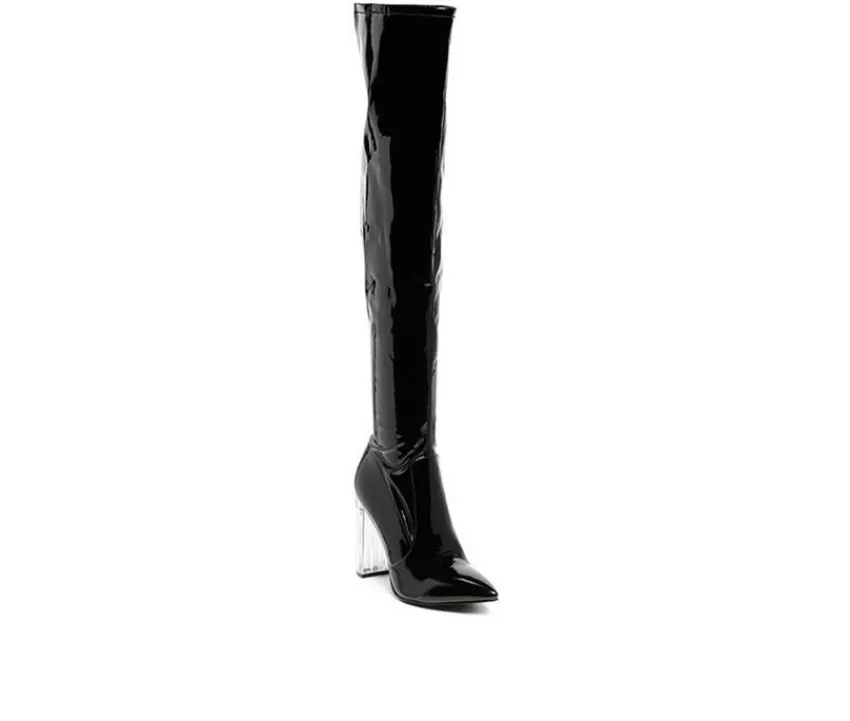 Discount London Rag Women's Noire Block Heel Knee High Boots