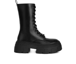 Best London Rag Women's Tatum Mid Calf Combat Boots